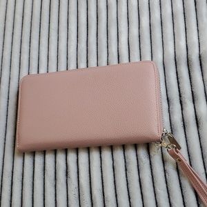 WALLET Clutch Wristlet Travel Long Purse for Women, Pink